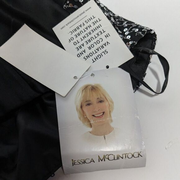 Jessica McClintock for Gunne Sax  Dress Strapless Sequins Bouffant Black 3 NEW - Picture 10 of 11